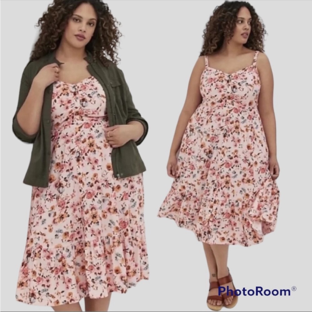 NWT torrid pink floral challis button front dress